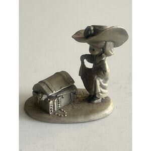 Joan Walsh, Anglund, Treasure Chest, Little Girl, Dress Up, Hallmark, 1980, Pewt